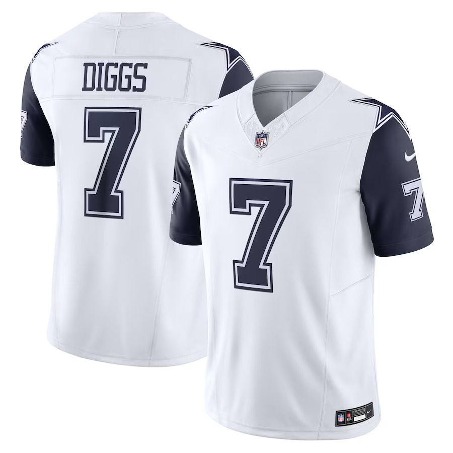 Men Dallas Cowboys 7 Trevon Diggs Nike White Vapor F.U.S.E. Limited NFL Jerseys